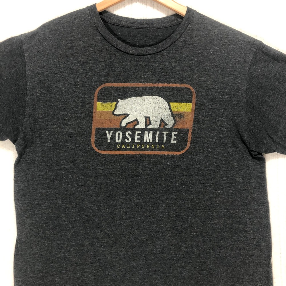 Yosemite California National Park Bear Graphic‎ T-Shirt Charcoal Grey Mens L